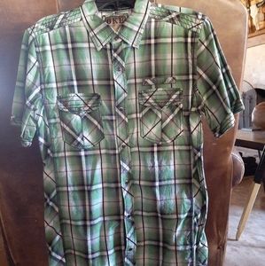 BKE slim fit Medium green plaid button down shirt